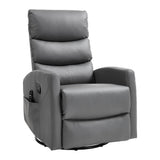 PELUMY Manual Recliner Chair with Heat & Vibration Massage, 360° Swivel Rocker Recliner with 155° Recline and Lumbar Heat, Compact Recliner for Living Room & Small Spaces (Breathable Leather, Grey) PELUMY