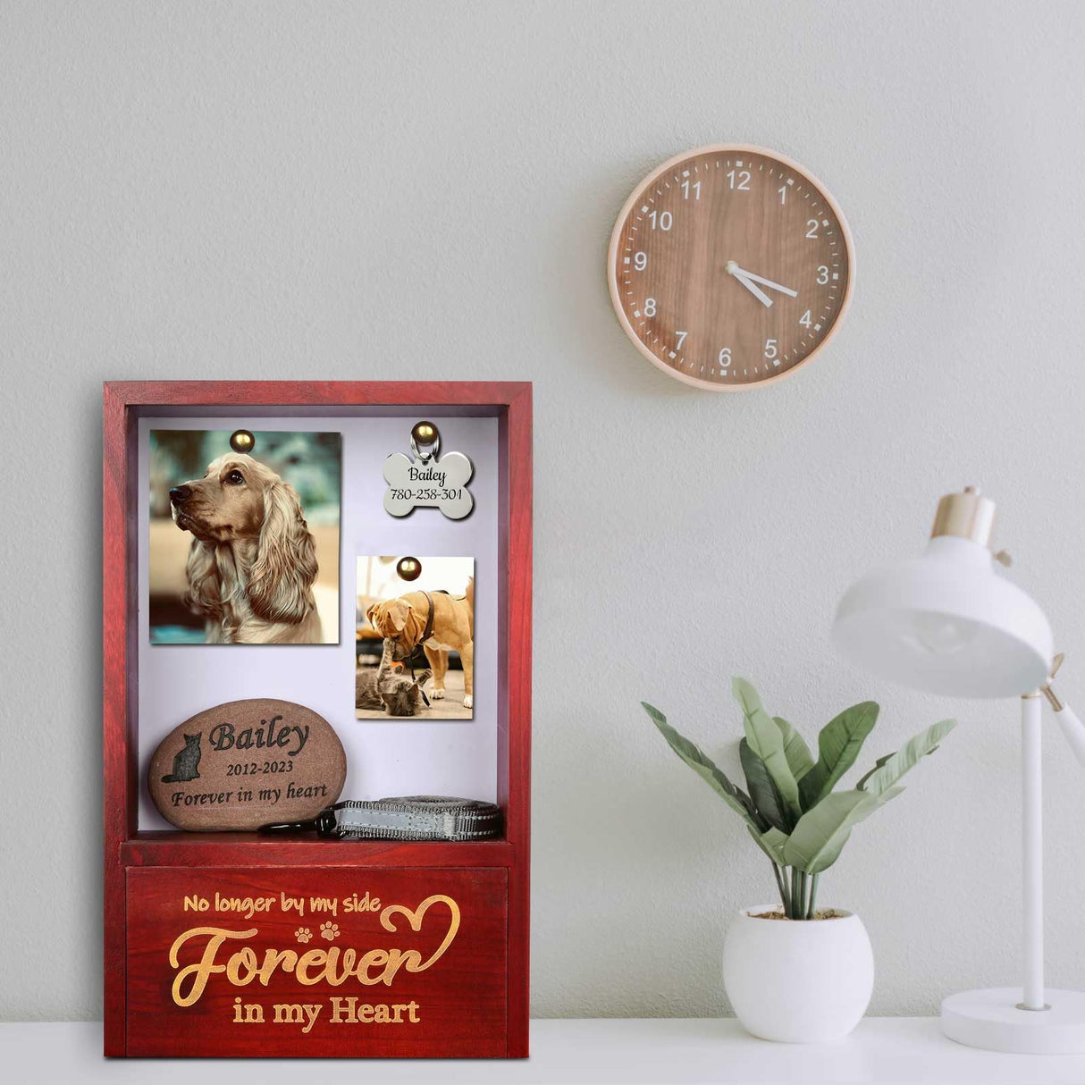 Pet Memorial Shadow Box Sympathy Gift Wooden Cat Dog Memorial Keepsake Box KINGNOW