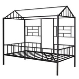 Harper & Bright Designs Metal Twin Size House Loft Bed for Kids, Low Loft Bed with Roof and Ladder, Junoir Loft Bed Twin for Girls Boys,Playhouse Bed Frame, Black Harper & Bright Designs