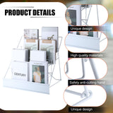 Sintuff Book Display Rack 4 Tier Comic Wire Book Display Rack 18" White Tabletop CD Magazine Retail Countertop Metal Racks for Display Library Classroom Picture Literature Sintuff