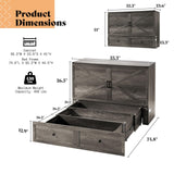 AMERLIFE Full Murphy Bed with Storage & Charging Station, Farmhouse Murphy Cabinet with Foldable Panel, Noisy Free, for Guest Bedroom, Living Room, Office, Rustic Gray AMERLIFE