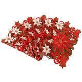 Simhomsen Embroidered Christmas Holidays Red Poinsettia Placemat 12 × 18 Inch Set of 6 Simhomsen