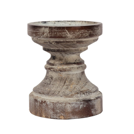 SOFE Decorative Pillar Candle Holder, Rustic Wood Candle Holders for Table Centerpiece, Handmade Farmhouse Candle Holders, Antique Wooden Candlestick Holders Gift for Wedding, Party, Home