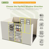 Patiowell 8x10 FT Plastic Shed Outdoor Storage Shed with Floor, Resin Garden Tool Shed Lockable Door & Two Windows for Patio, Backyard, Bike & Organizer, Beige Patiowell