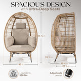 Bme Heavy Duty 500 Lbs Capacity Oversized Wicker Egg Chair for Outside, UV 2000 Hours Material with Non-discolouring Fabric Cushion, Durable Against Water, Weather Bme