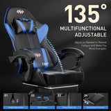 HLDIRECT Gaming Chair with Pocket Spring Cushion, Video Game Chair, Gaming Computer Chair, Ergonomic Chairs with Headrest and Lumbar Support for Adults, Swivel PU Leather Office Chair, Black & Red HLDIRECT