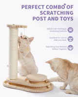 Made4Pets Cat Scratching Post Cat Scratcher Kitten Toys for Indoor Cats Wooden Ball Track Two-Layer Modern Sisal 17.7" Tall Scratch Post Interactive Toy with Dangling Ball MADE 4 PETS
