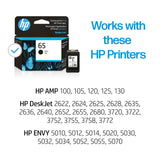 HP 65 Black Ink Cartridge | Works with HP AMP 100 Series, HP DeskJet 2600, 3700 Series, HP ENVY 5000 Series | Eligible for Instant Ink | N9K02AN HP