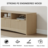 Amada TV Stand for 50-65" TV, Fluted Modern TV Stand Entertainment Center with Drawers and Open Shelf, Waveform Panel, Sleek Curved Profile Media TV Console Table for Living Room, Bedroom, Nature Oak AMADA HOMEFURNISHING