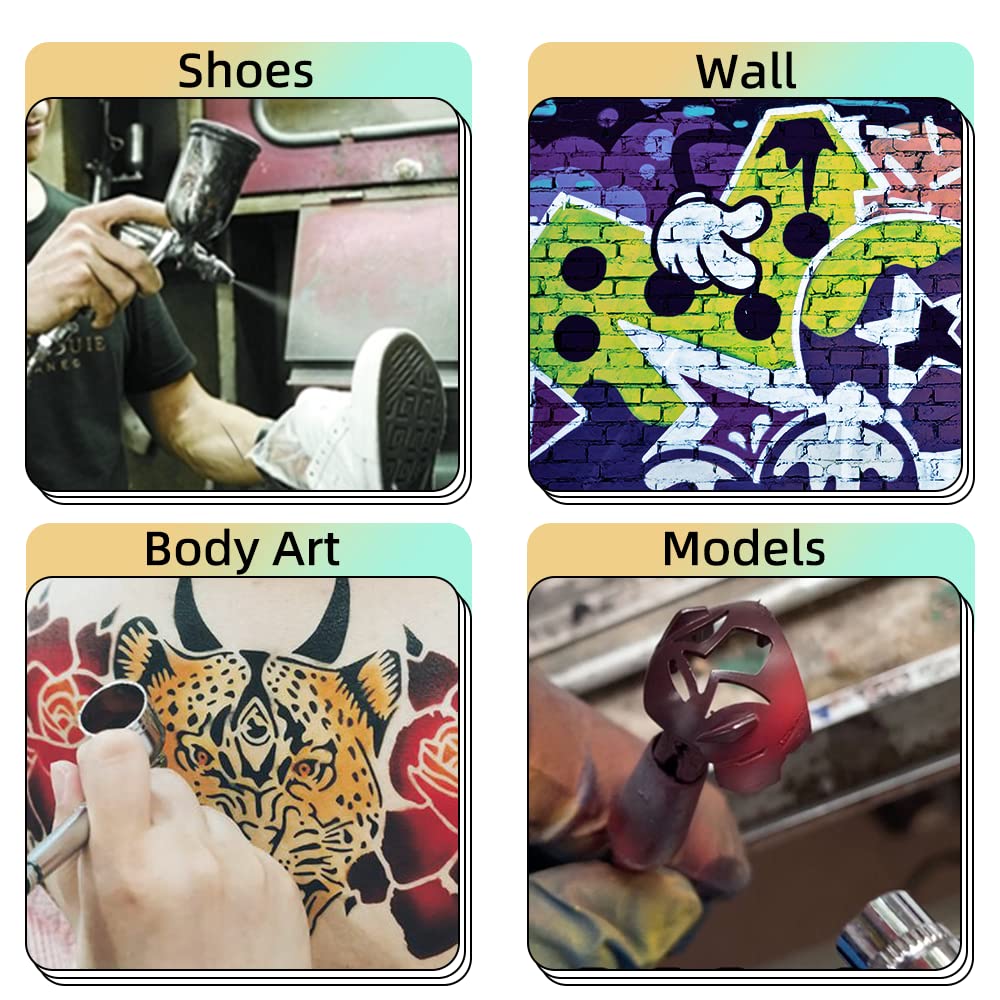 T TOGUSH Airbrush Kit with Air Compressor, 15 Color Airbush Paint, Gravity Airbrush And Siphon Airbrush, 1/6 HP Quiet Air Compressor with 3L Tank, Airbrush for Model Hobby Craft DIY Painting T TOGUSH