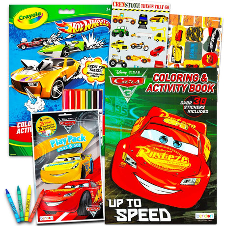 Disney Cars and Trucks Coloring Book Set for Toddlers -- Bundle with Coloring Pages Stickers Plus More | Coloring Activities for Kids Cars and Trucks Coloring Books