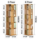 Teal Bamboo 360° Rotating Bookshelf with Open Shelving for Stylish Storage WoodArtSupply