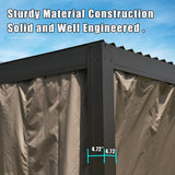 Domi Outdoor Living 10’ X 13’ Outdoor Louvered Pergola Aluminum Patio Garden Pergola with Adjustable Roof for Backyard, Garden w/Curtains and Netting (Dark Brown) domi outdoor living