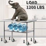 Besitu 4 inches Prep Table Wheels Set of 4, 1-1/2" Expanding Stem Caster with Side Brake for Stainless Steel Table, Cart, Furniture Legs, Commercial Kitchen Appliances, Workbench Besitu