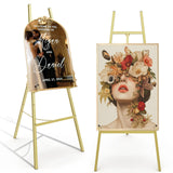 Gold Easel Stand for Sign, Heavy Duty Metal Display Easel with Adjustable Chain, 4-Tier Height Art Easel for Painting, Wedding Sign, Posters & Commercial Display 1 YACONA