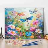 Dragonfly Paint by Numbers Kits Adults Pating Numbers Art DIY Wild Flower Weeds Paint by Numbers Artwork Beautiful Pattern on Canvas Paintwork 16x20 in Bedroom Painting Wall Art Decor Rebotipy