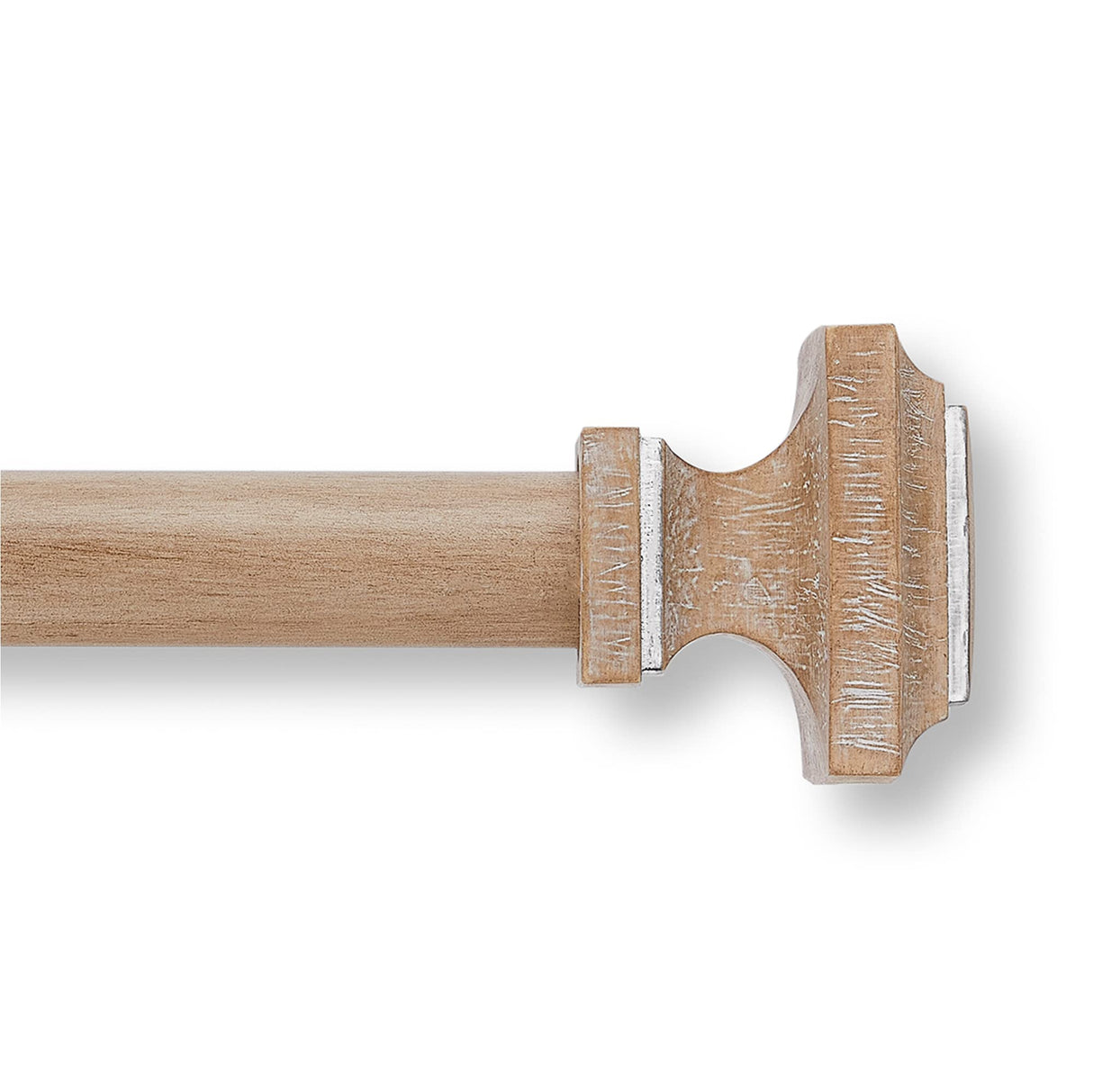 MODE Farmhouse Collection 1 1/8" Diameter Curtain Rod Set with Cottage Square Curtain Rod Finials and Steel Wall Mounted Adjustable Curtain Rod, Fits 36” to 72” Windows, Weathered Oak MODE