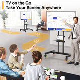 TVON Rolling TV Stand for 32-83 inch Flat Screen/Curved TVs up to 110 lbs, Height Adjustable Portable TV Stand on Wheels with Metal Laptop Shelf, TV Stands for Living Room, Home and Office Use TVON