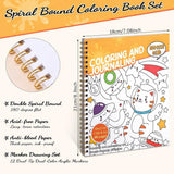 Coloring Book Set with 24-Color Acrylic Markers & Stickers, Ages 14+ Travel Sketch Book, 60 Pages 150gsm Thick Paper (7x8.3in) Spiral Bound Art Supplies Prudiut