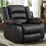 EBELLO Faux Leather Manual Recliner Chair, Single Reclining Sofa Chair Couch with 2 Concealed Cup Holders, Overstuffed Armrest Backrest for Living Room, Bedroom, Meeting Room, Black EBELLO