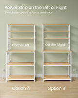 VASAGLE Bakers Rack with Power Outlet, 31.5 Inches Coffee Bar for Kitchen with Storage, 6-Tier Kitchen Shelves with 6 Hooks, Microwave Stand, Golden Oak and White UKKS119Y01 VASAGLE