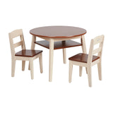 ECR4Kids Hideaway Table and Chair Set, Kids Furniture, Dark Walnut/Antique White, 3-Piece ECR4Kids