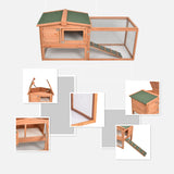 GOJOOASIS 60" Chicken Coop Outdoor Wooden Rabbit Hutch Poultry Cage with Run & Wire Fence for Backyard GOJOOASIS