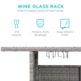 Best Choice Products Outdoor Patio Wicker Bar Counter Table Backyard Furniture w/ 2 Steel Shelves and 2 Sets of Rails - Gray Best Choice Products