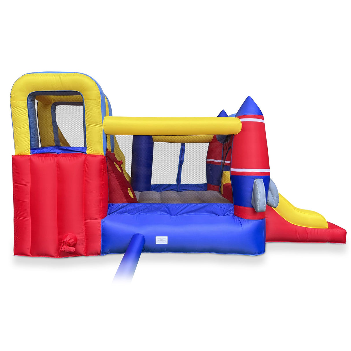 Cloud 9 Inflatable Rocket Bounce House with Blower, Bouncer for Kids with Two Slides and Large Jumping Area Cloud 9