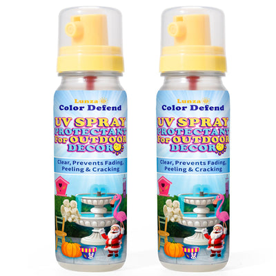 UV Protectant Spray for Outdoor Decor, Garden Statues, Metal Flowers, Figurines, Spinners & More, Anti-Fade Clear Coating | Against Sun Fading, Cracks & Peeling | Stay Colorful Guard (2-Pack)