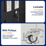 erosoei 75" H Metal Garage Storage Cabinet, Rolling Tool Cabinet with 2 Doors and Wheels, Locker Steel Cabinet with 5 Adjustable Shelves, Organization Cabinet for Garage,Office,Home,Gym,School（Black） erosoei