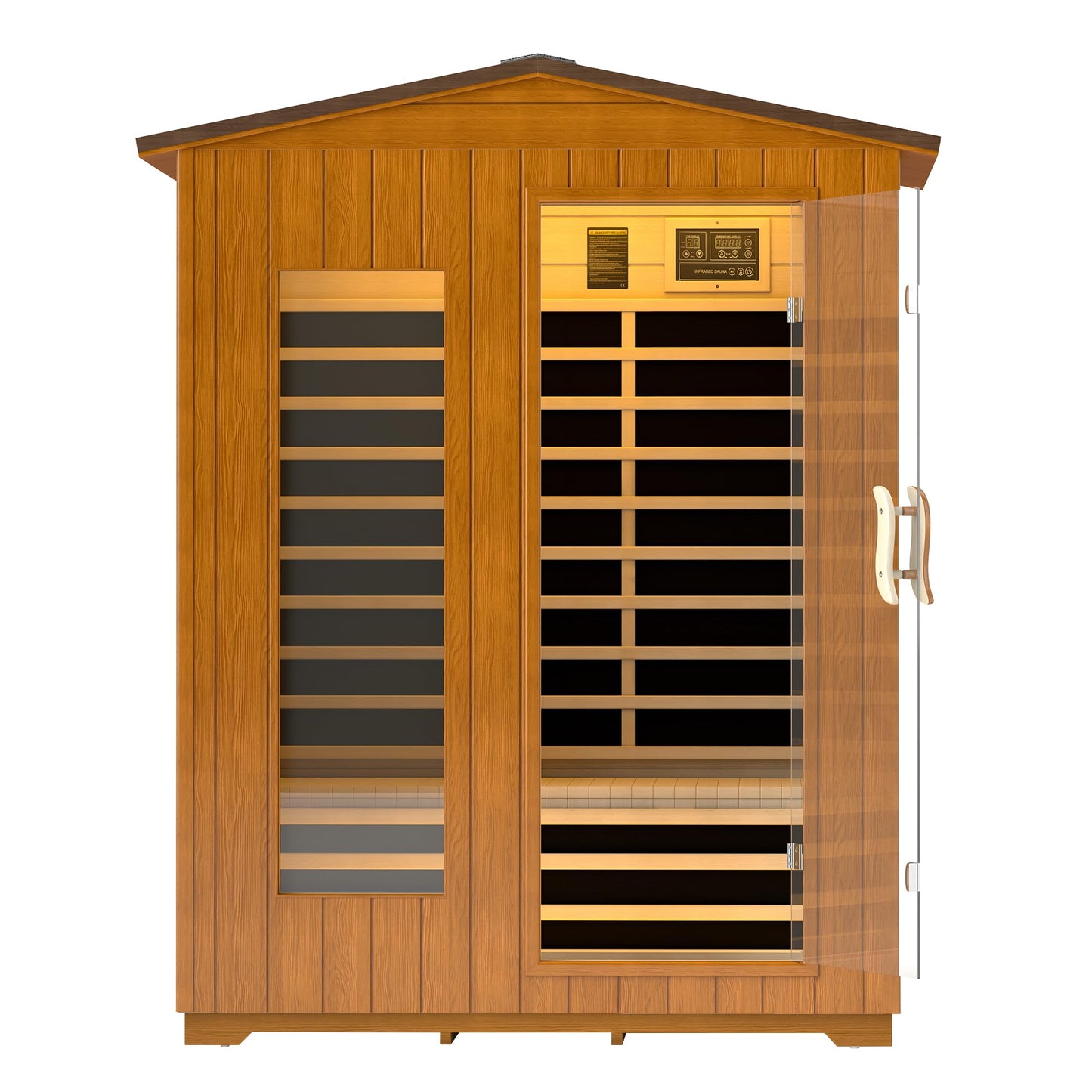 RESTISLAND Outdoor Sauna 3 Person Infrared Sauna for Home, 15A Low EMF Far Infrared Spruce Wooden Sauna with Bluetooth, LCD Panel