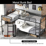 AnwickNomo Quad Bunk Bed for 4 Kids, Heavy Duty Metal Twin Bunk Bed Frame, Detachable Triple Bunk Bed, Can Be Divided Into 3 Twin Beds, Black (Quad) AnwickNomo