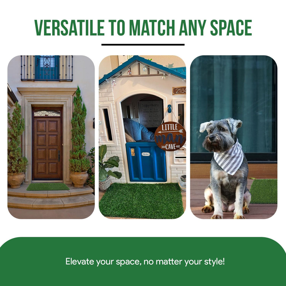 MAYSHINE Artificial Grass Door Mat - for Entryway Indoor/Outdoor Green Turf Rug, Perfect for Dog Potty Training and Multi-Purpose Use 29.5x17inches MAYSHINE