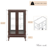 44"H Lighted Glass Display Cabinet with Glass Doors, Wooden Curio Cabinet with 3 Adjustable Shelves, Mirrored Back Panel, Arched China Cabinet for Living Room, Light Bulb Included (Dark Cherry) Eyisean