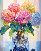 Tucocoo Hydrangea in Glass Vase Window Landscape Paint by Bumbers for Adults Beautiful Flower DIY Paint by Numbers Acrylic Paint Canvas Colorful Flowers Painting Kits Art 16x20 Inch（Without Frame） Tucocoo