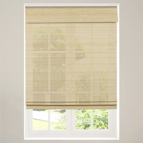 CALYX INTERIORS Cordless Bamboo Roman Shade Blind, Light Filtering, 34.5" W x 48" H, Ceylon Natural Calyx Interiors