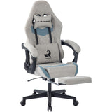 Blue Whale Gaming Chair for Adult 350lbs Computer Chair with Adjustable Lumbar Support Headrest and Footrest Large Size Reclining Gaming Chair Big and Tall Linkage Armrest Computer Chair Grey Blue Whale
