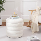 Dolift Modern Teddy Sherpa Foot Rest for Couch, Round Ottoman with Storage, Upholstered Foot Stools Ottoman, Vanity Chair for Makeup Room Bedroom Living Room (White) Dolift