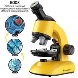 Microscope Kit for Kids - LED 40X-1200X Magnification Science Toy, Slides With Specimens, STEM Kit for Students YONGSHUO
