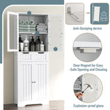 67" Tall White Bathroom Cabinet Bathroom Cabinet Storage Cabinet, Freestanding Storage Cabinet With Glass Door and Adjustable Shelves, Linen Bathroom Cabinet for Living Room, Kitchen, Dining, White TOLEAD