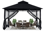 ABCCANOPY Gazebos for Patios 10x12 - Outdoor Steel Frame Gazebo with Mosquito Netting for Lawn Backyard Garden Deck (Black) ABCCANOPY