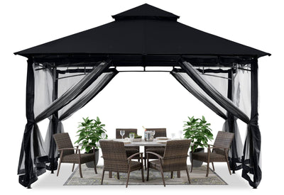 ABCCANOPY Gazebos for Patios 10x12 - Outdoor Steel Frame Gazebo with Mosquito Netting for Lawn Backyard Garden Deck (Black)