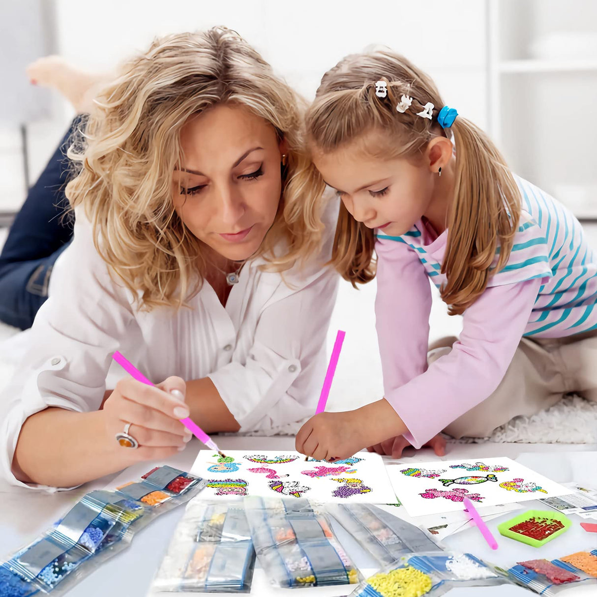 ACSAUMMY Diamond Painting Kits, 20pcs Uni-Corn Diamond Arts Paintings Stickers for Kids 5D DIY Diamond Dots Painting Self-Adhesive Mosaic Stickers Unicorn Gem Arts and Crafts for Kids Girls ACSAUMMY