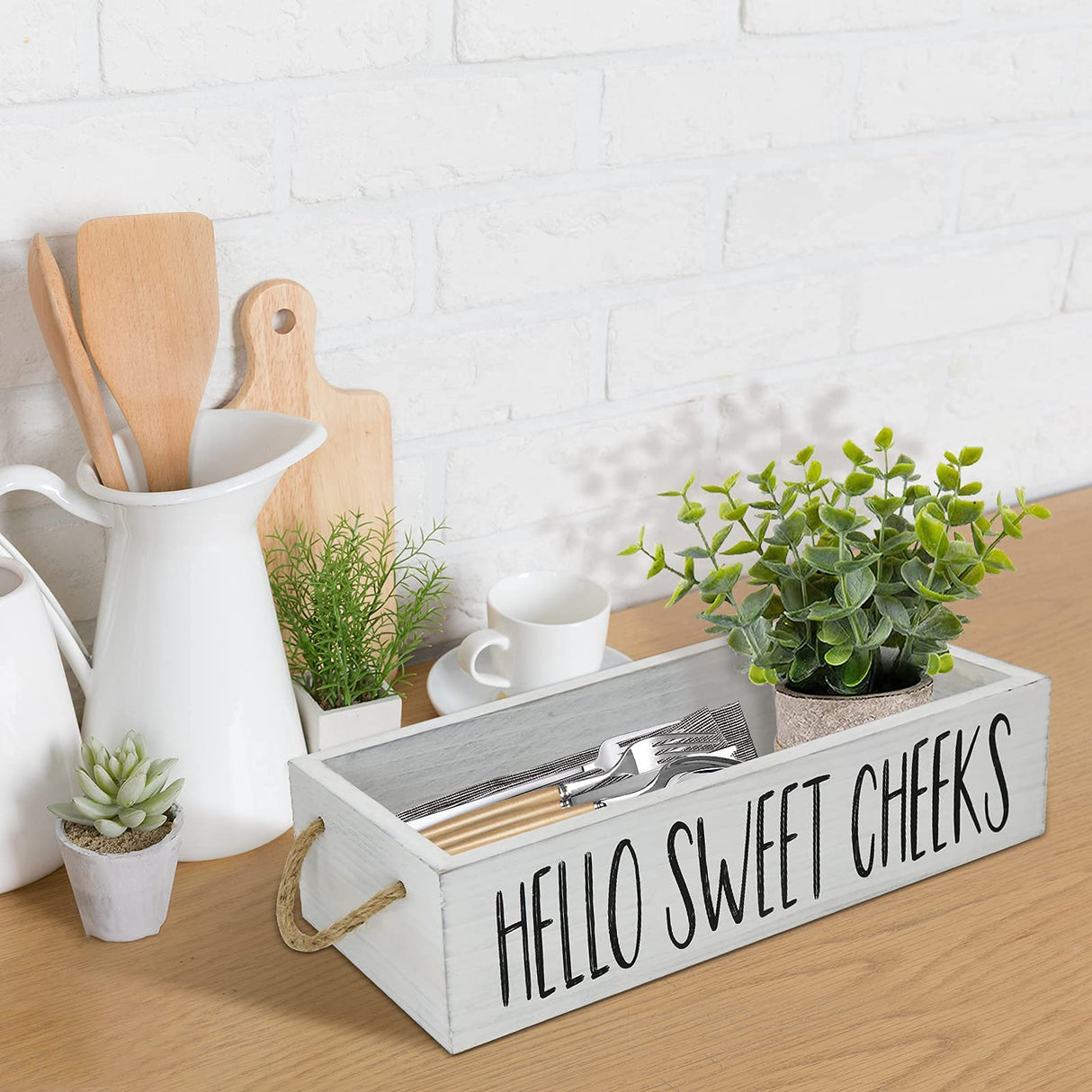 Bathroom Decor Box 2 Sides Funny Toilet Paper Holder Wood Tank Box Over Toilet Paper Storage Basket with Rope Handle Rustic Bathroom Paper Organizer Box with Funny Sign Farmhouse Home Decor Box ANRXNCY