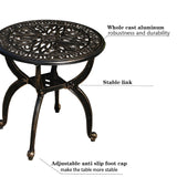 GXOUTAL Cast Aluminum Outdoor Side Table, All Weather Round Small Coffee Table for Patio,Park,Lawn,Yard (18.5" Bronze) GXOUTAL