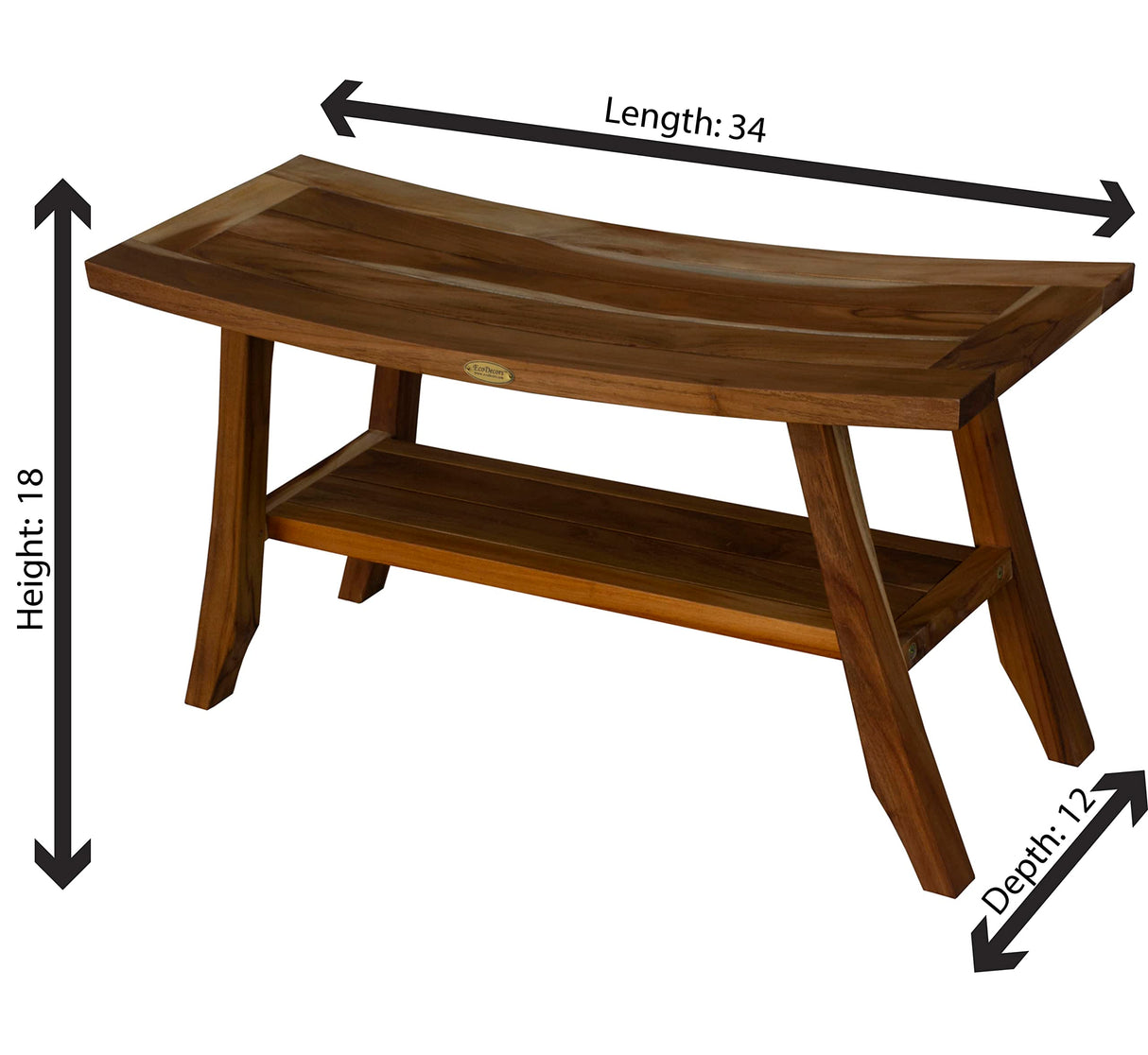 EcoDecors, 34 inch, Brown, Teak Shower Bench, Teak Bench Shower, Teak Bathroom Bench, Teak Wood Shower Bench, Shower Bench Teak, Shower Teak Bench EcoDecors