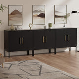 JOZZBY Set of 3 Storage Cabinet, Freestanding Sideboard with Double Doors, Modern Wooden Sideboard, Black Side Cabinets for Bedroom, Living Room, Kitchen, Office and Hallway 3 PC JOZZBY