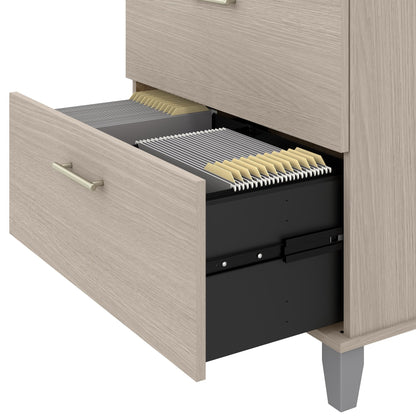 Bush Furniture Somerset 2 Drawer Lateral File Cabinet in Sand Oak - WoodArtSupply