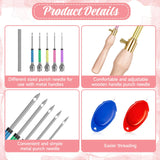 cobee 10 Pcs Punch Needle Kit, Adjustable 7 Size Punch Needle Tool Wooden Handles, Easy Stitch Embroidery Needle Sets Stitching Kit for Adult Beginners Flossing Cross Stitch DIY Craft cobee